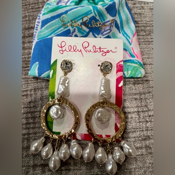 NWT Lilly Pulitzer Seaside Soleil Earrings in Gold Metallic - Picture 9 of 11